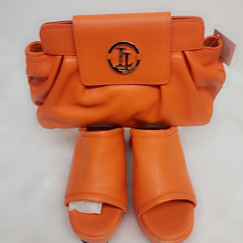 ORANGE STYLISH LAVINIA ITALIAN SHOE SET